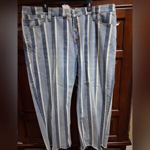 Striped Blue and White Women Jeans.  New